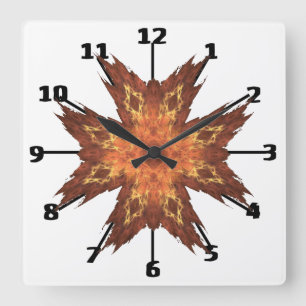 Southwest-Look Red Orange Fractal Art Design Square Wall Clock