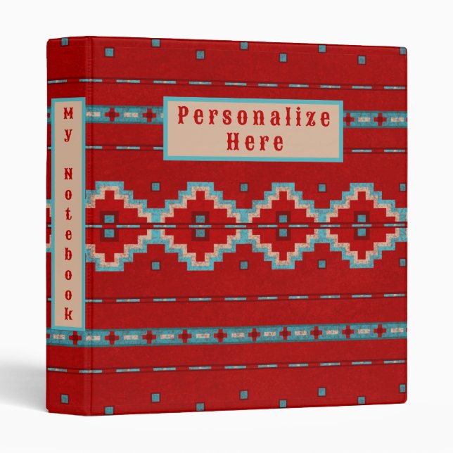 Southwest Mesas Red and Turquoise  3 Ring Binder (Front/Spine)
