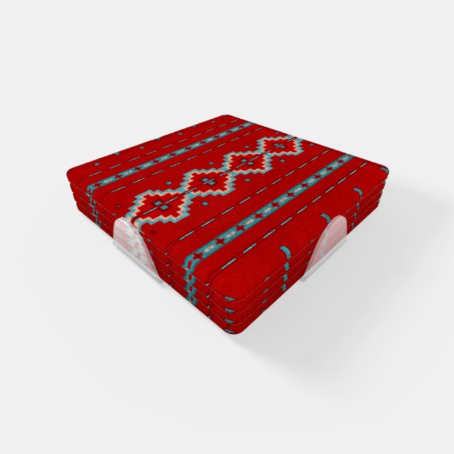 Southwest Mesas Red and Turquoise Coaster Set (Set)
