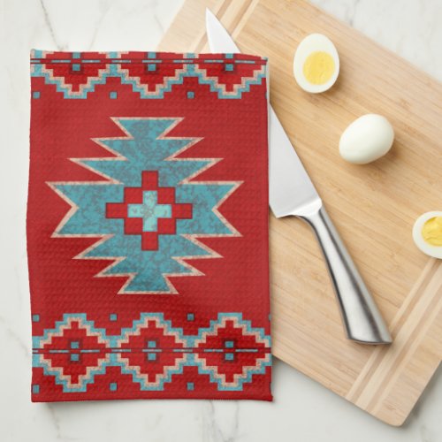 Southwest Mesas Red and Turquoise Kitchen Towel
