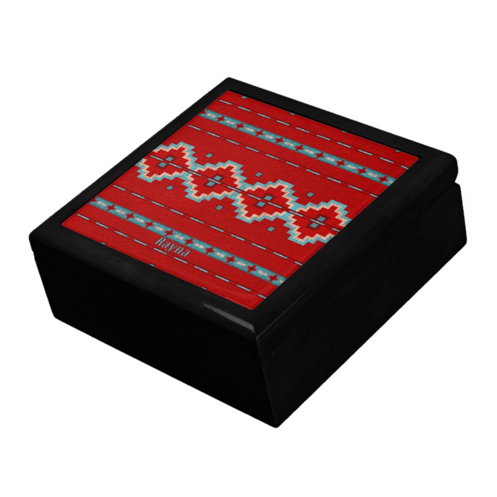 Southwest Mesas Red Geometric Custom Jewelry Box
