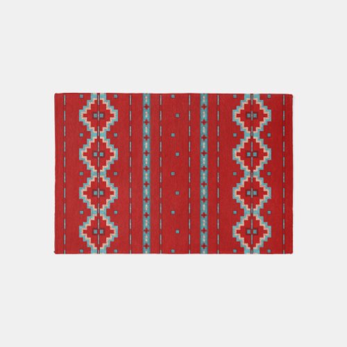 Southwest Mesas Red  Turquoise 3x2 Rug