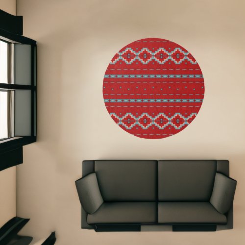 Southwest Mesas Red  Turquoise 5ft Round Rug