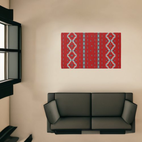 Southwest Mesas Red  Turquoise 5x3 Rug