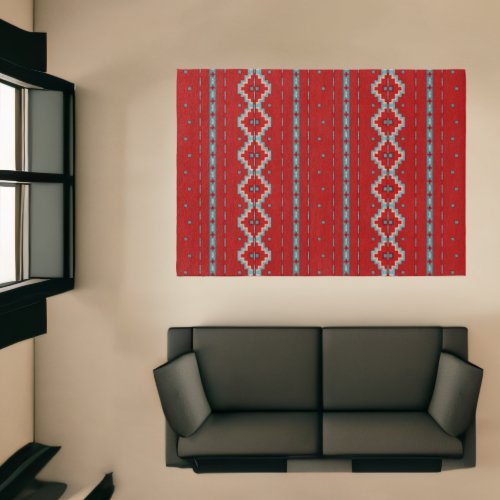 Southwest Mesas Red  Turquoise 7x5 Rug