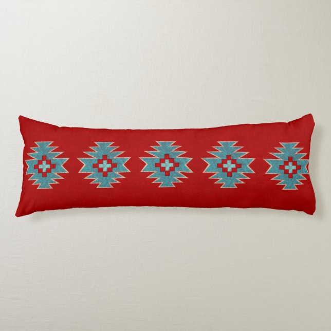 Southwest Mesas Red & Turquoise Body Pillow (Front)