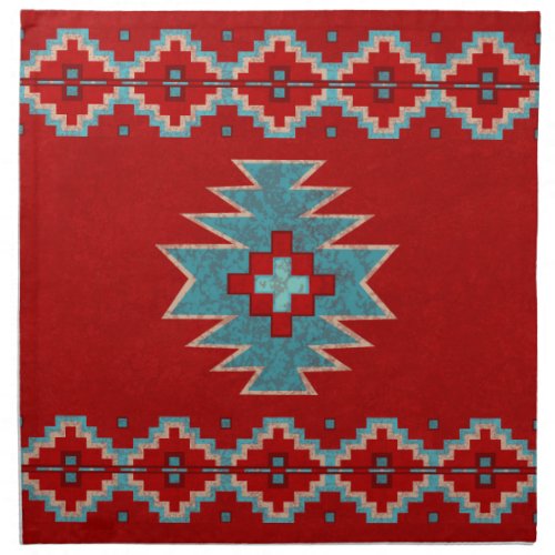 Southwest Mesas Red  Turquoise Cloth Napkin