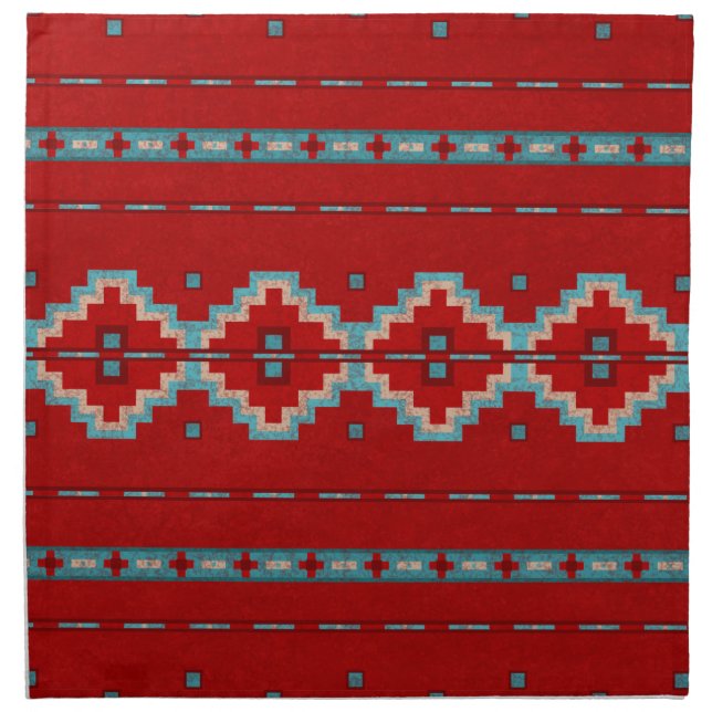 Southwest Mesas Red & Turquoise Cloth Napkin (Front)