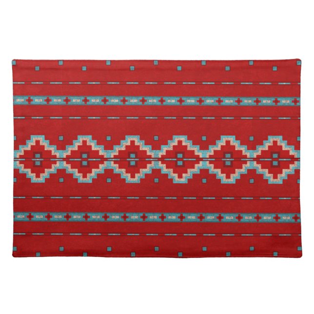 Southwest Mesas Red & Turquoise Cloth Placemat (Front)