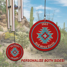 Southwest Mesas Red Turquoise Design Personalized Wind Chime