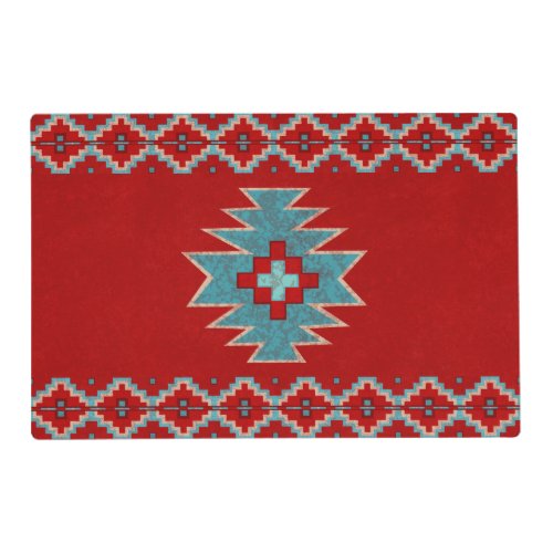Southwest Mesas Red  Turquoise Geometric Design Placemat