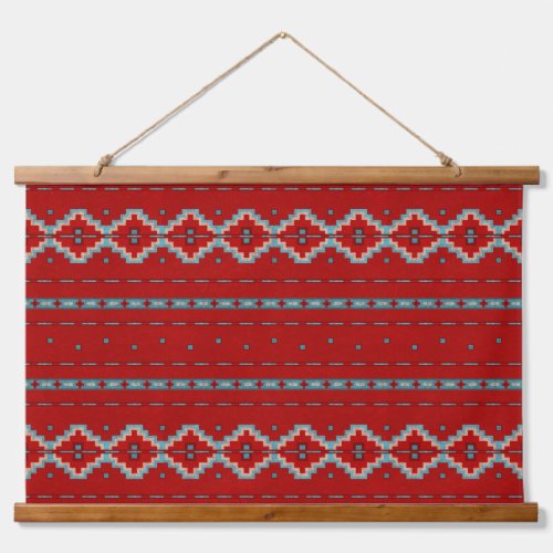 Southwest Mesas Red  Turquoise Geometric Pattern Hanging Tapestry