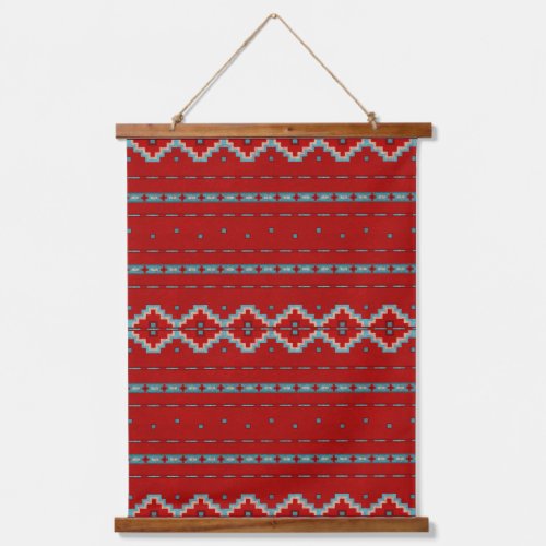 Southwest Mesas Red  Turquoise Geometric Print Hanging Tapestry