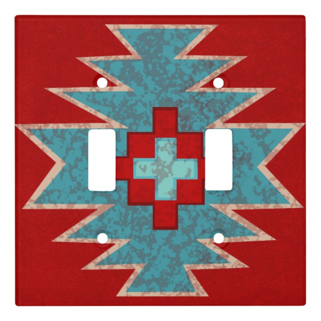 Southwest Mesas Red & Turquoise Light Switch Cover (Front)