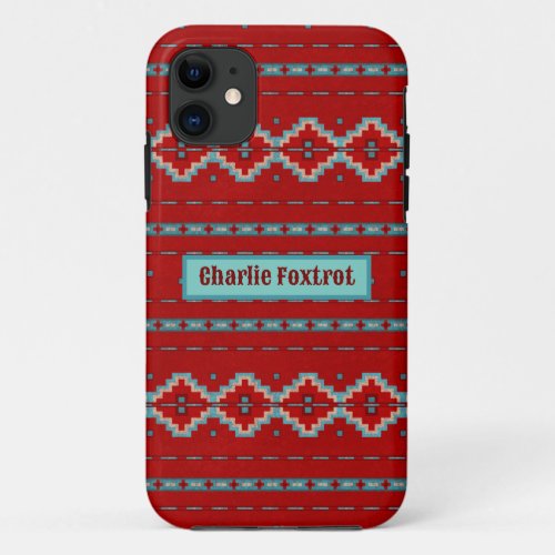 Southwest Mesas Red  Turquoise Personalized iPhone 11 Case