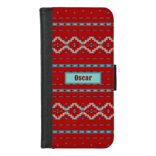 Southwest Mesas Red  Turquoise Personalized  iPhone 87 Wallet Case