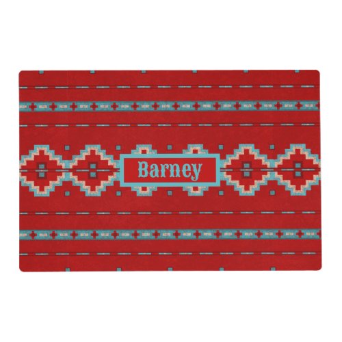Southwest Mesas Red  Turquoise Personalized Pet Placemat