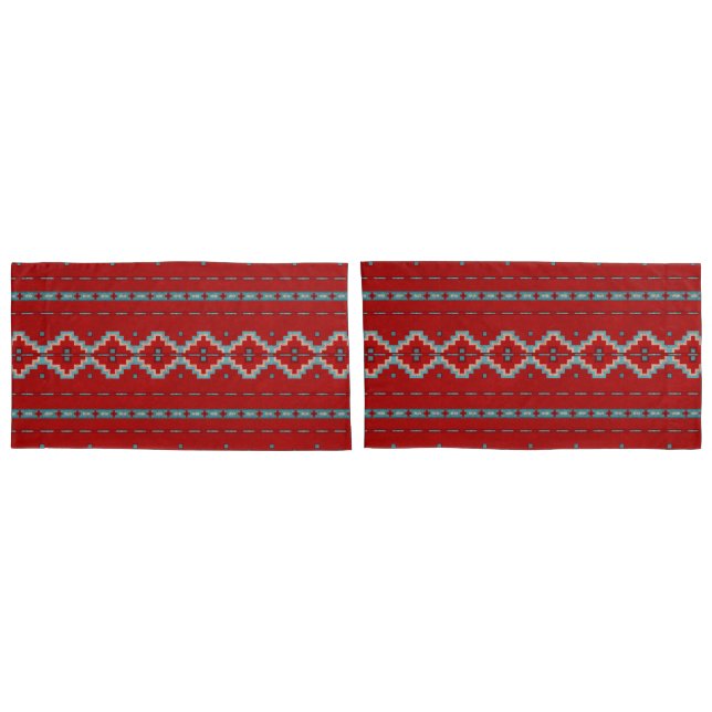 Southwest Mesas Red & Turquoise Pillow Case (Back-Set)