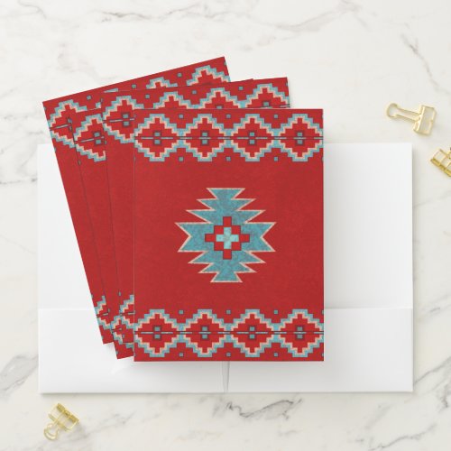 Southwest Mesas Red  Turquoise Pocket Folder Set
