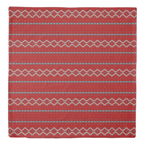 Southwest Mesas Red  Turquoise Queen Duvet Cover