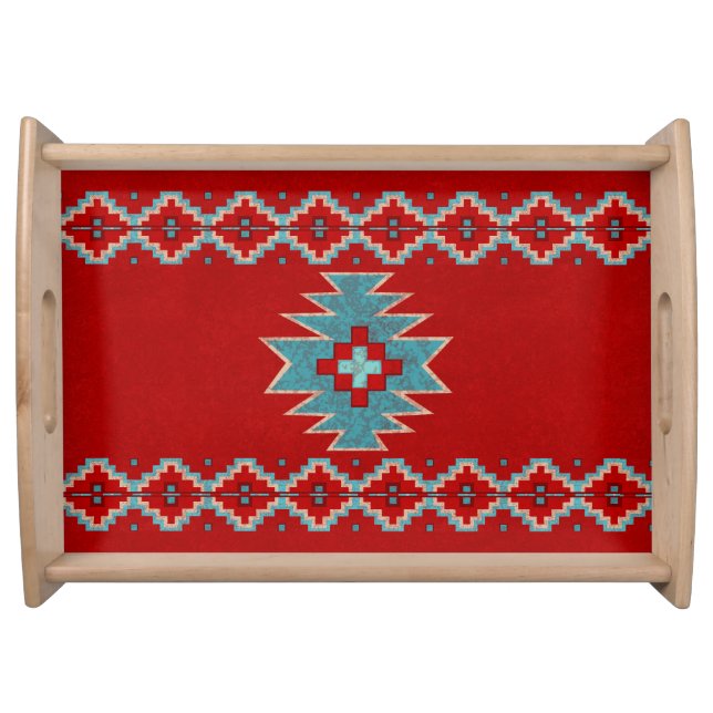 Southwest Mesas Red & Turquoise Serving Tray (Front)