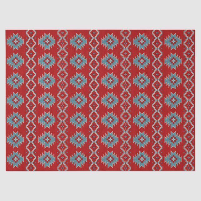 Southwest Mesas Red & Turquoise Tissue Paper (Front)