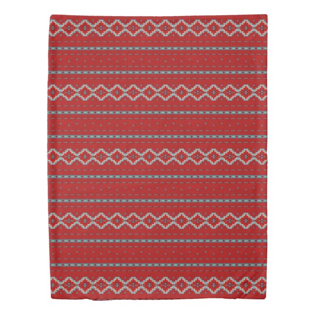 Southwest Mesas Red & Turquoise Twin Duvet Cover (Front)