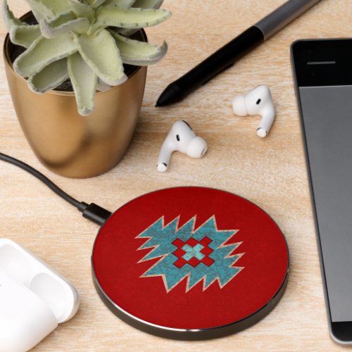 Southwest Mesas Red  Turquoise Wireless Charger