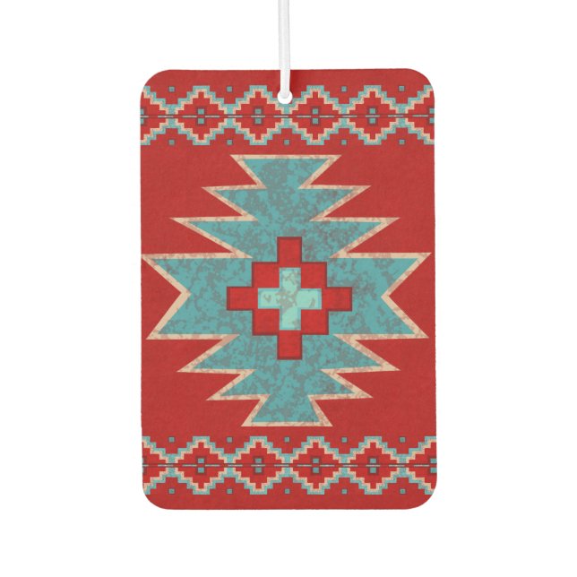  Southwest Mesas Turquoise and Red Design Air Freshener (Front)