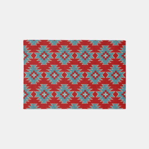 Southwest Mesas Turquoise  Red 3x2 Rug