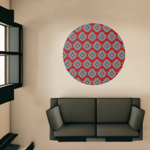Southwest Mesas Turquoise  Red 5ft Round Rug