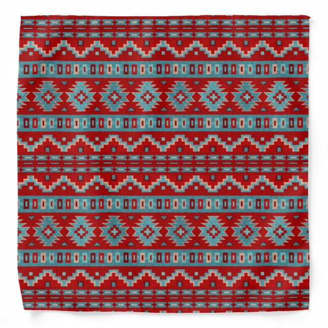 Southwest Mesas Turquoise & Red  Bandana (Front)