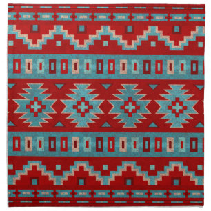 Southwest Mesas Turquoise & Red Cloth Napkin