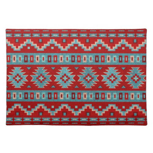 Southwest Mesas Turquoise  Red Cloth Placemat