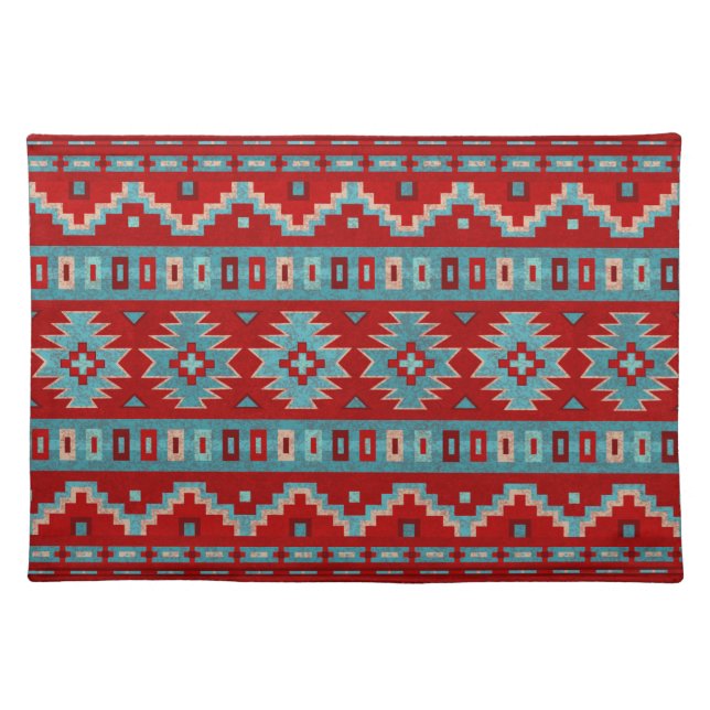 Southwest Mesas Turquoise & Red Cloth Placemat (Front)
