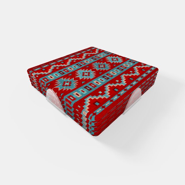 Southwest Mesas Turquoise & Red Coaster Set (Set)