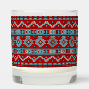 Southwest Mesas Turquoise & Red Geometric Pattern Scented Candle