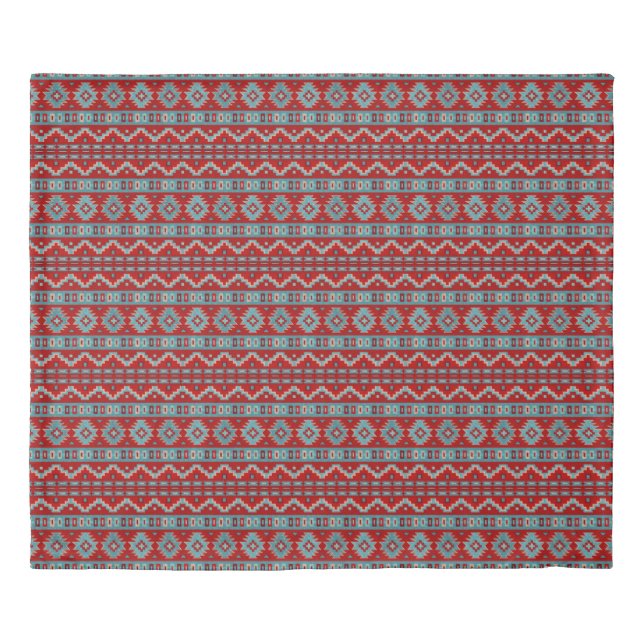 Southwest Mesas Turquoise & Red King Duvet Cover (Front)