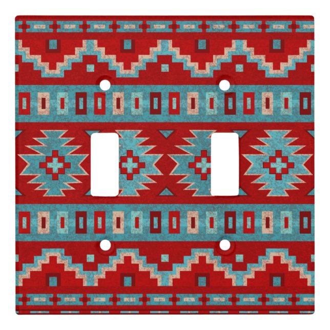 Southwest Mesas Turquoise & Red Light Switch Cover (Front)