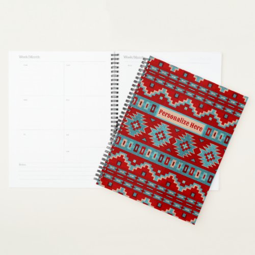 Southwest Mesas Turquoise  Red Personalized Planner