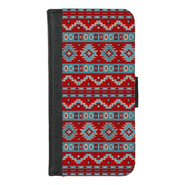 Southwest Mesas Turquoise & Red Phone Wallet Case (Front)