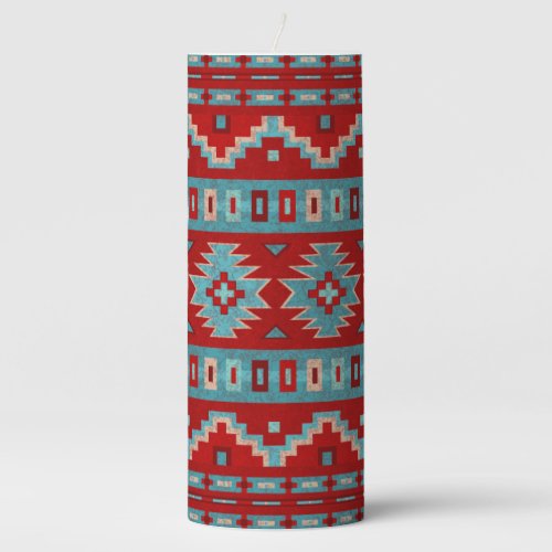 Southwest Mesas Turquoise  Red Pillar Candle