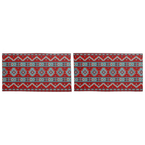 Southwest Mesas Turquoise  Red Pillow Case