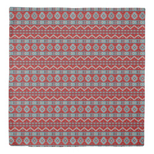 Southwest Mesas Turquoise  Red Queen Duvet Cover