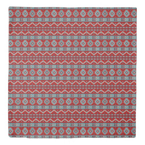 Southwest Mesas Turquoise  Red Queen Duvet Cover