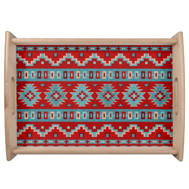 Southwest Mesas Turquoise & Red Serving Tray (Front)