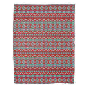 Southwest Mesas Turquoise & Red Twin Duvet Cover