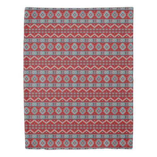 Southwest Mesas Turquoise  Red Twin Duvet Cover