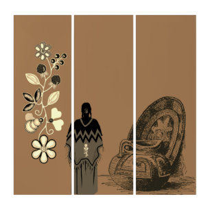 Southwest MMIW Native American Woman with Baskets  Triptych