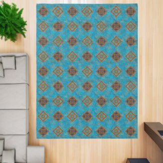 Southwest Mountain Peak Turquoise Geometric 12'x9'